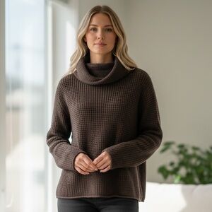 JEANNE PIERRE Chocolate Cowl Neck Sweater